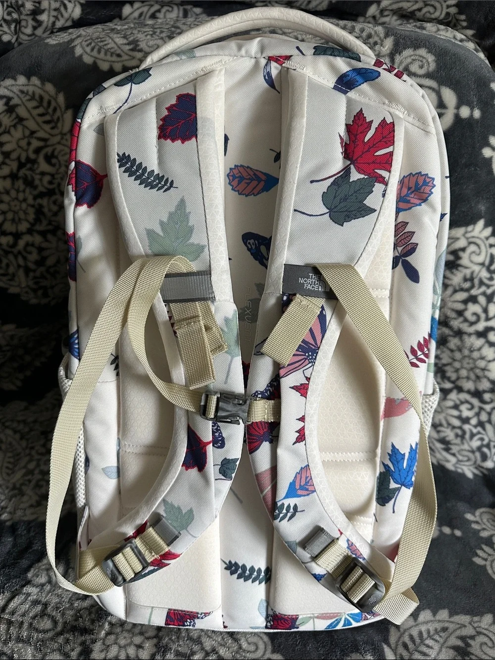 The north face great shape white Jester gardenia floral leaf print backpack